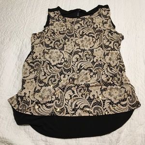 Black and cream floral lace tank top